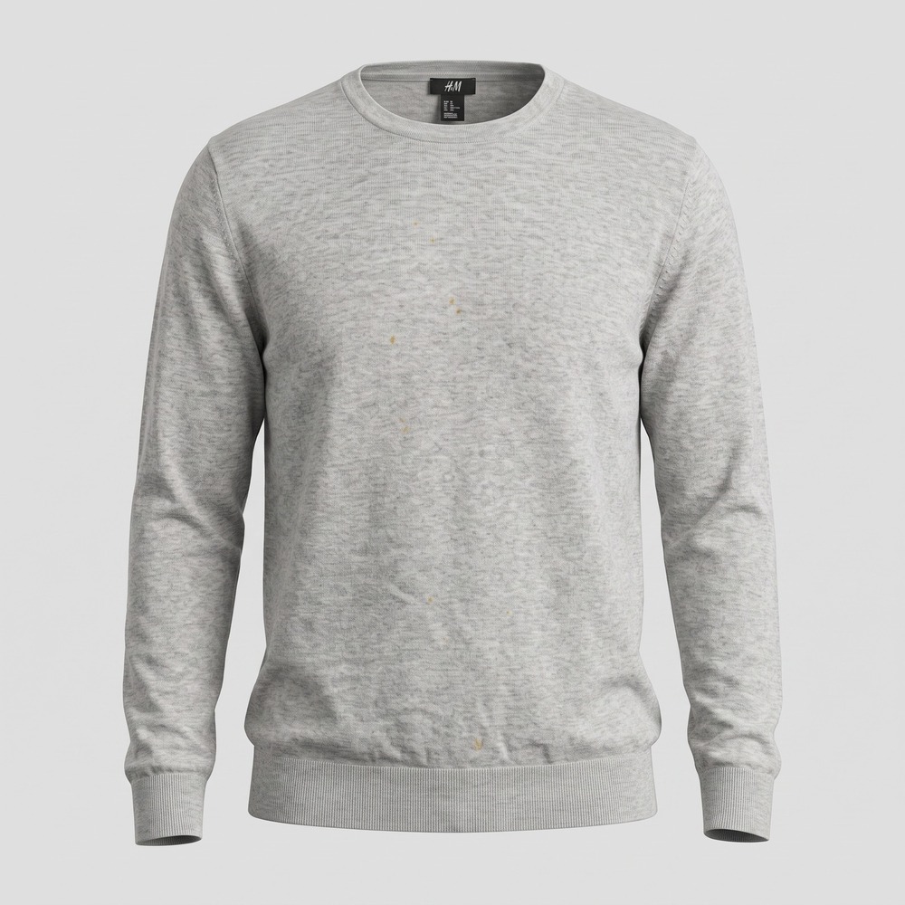 H&M Mens XL Gray Sweater Crewneck Pullover 100% Cotton Long Sleeve Basic